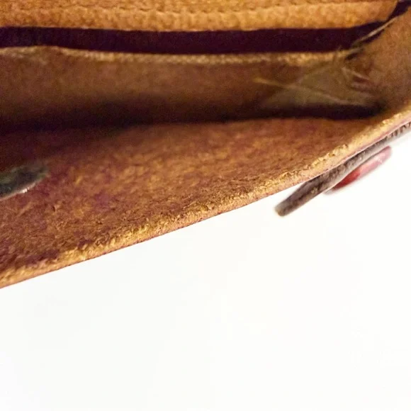 Vintage Florentine Cordovan Snap Closure Wallet with Gold Fleurs de Lis Accents - Picture 13 of 14